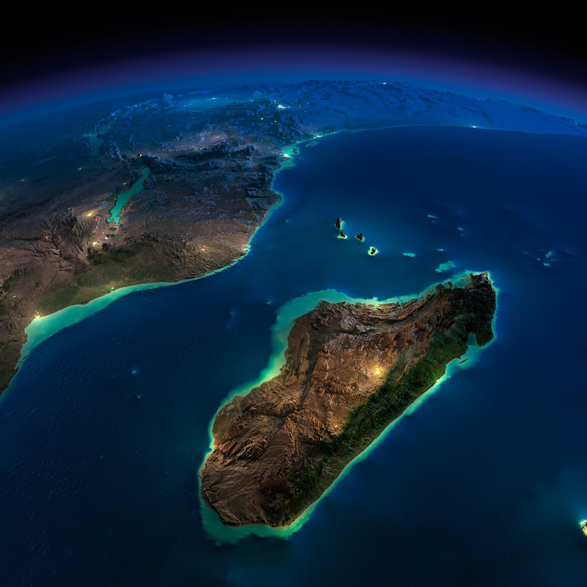 Satellite view of Madagascar